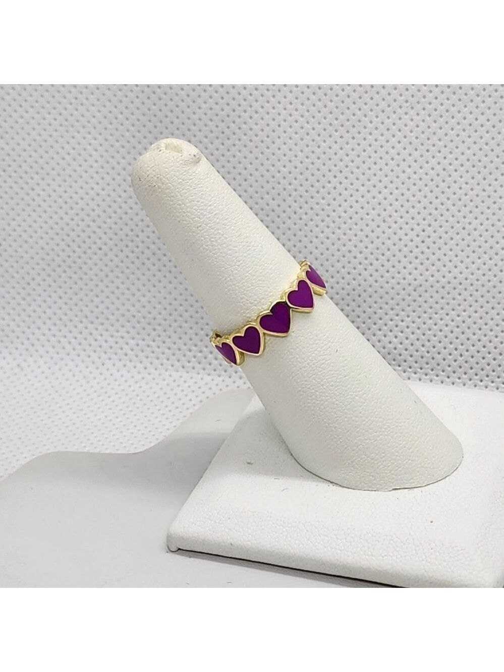 Brand New Sterling Silver 925 Multi Purple Hearts Band